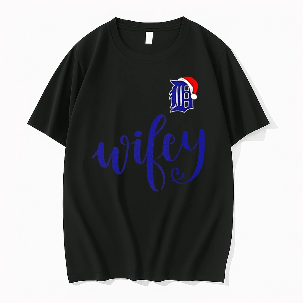 Wifey Detroit Tigers Santa Hat Merry Christmas Shirts