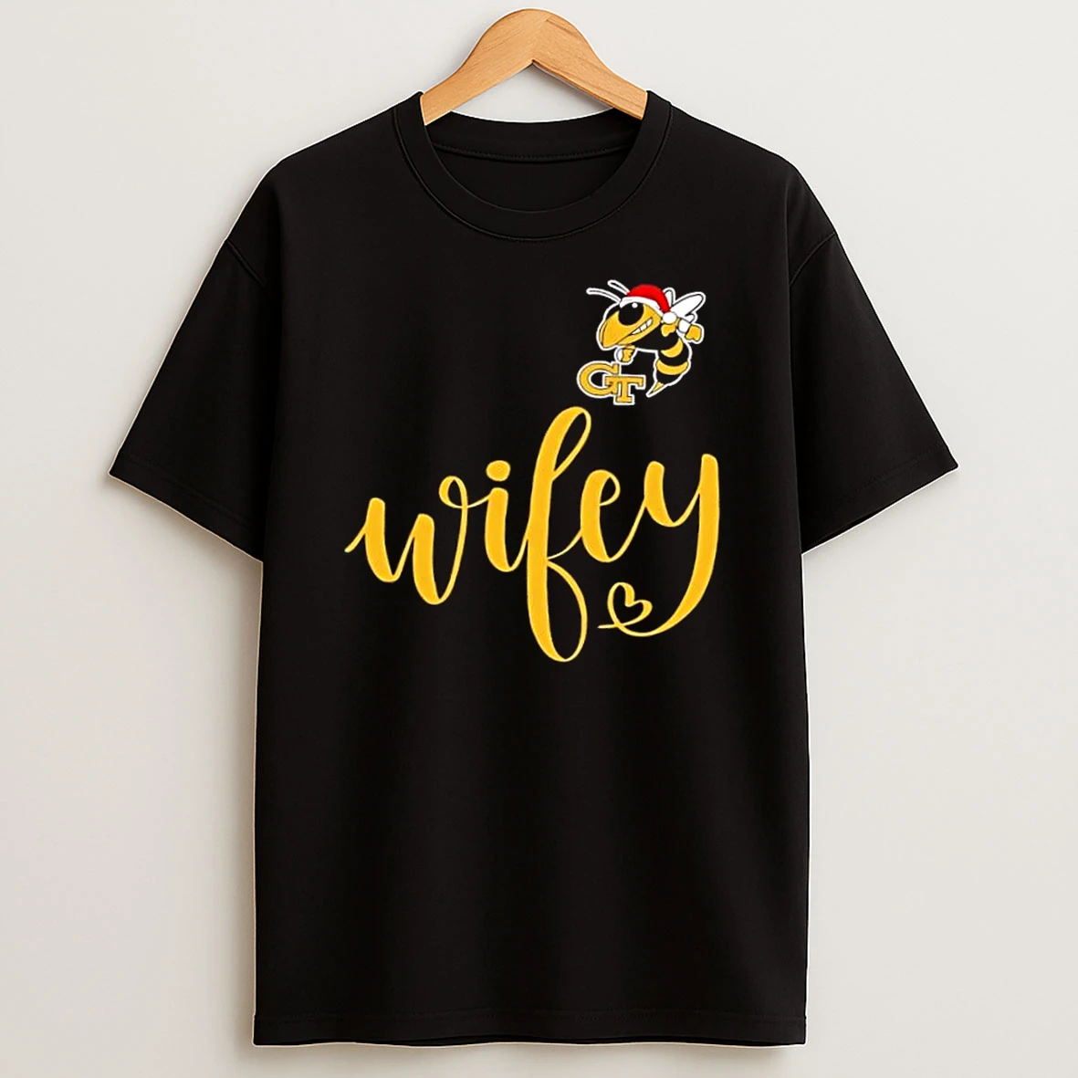 Wifey Georgia Tech Yellow Jackets Santa Hat Merry Christmas Shirts