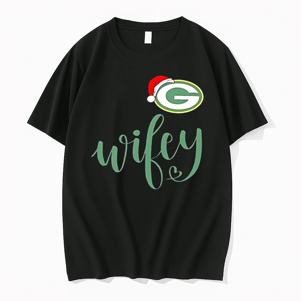 Wifey Green Bay Packers Santa Hat Merry Christmas Shirts