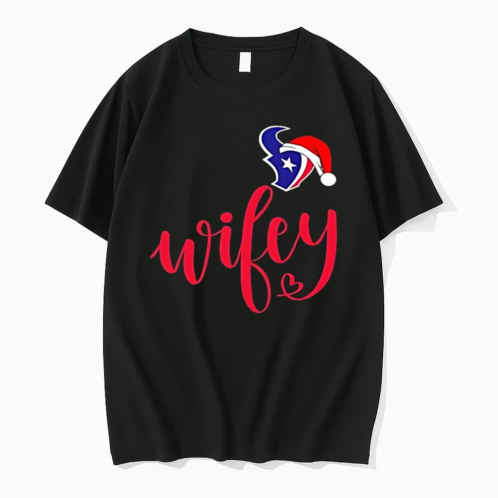 Wifey Houston Texans Santa Hat Merry Christmas Shirts