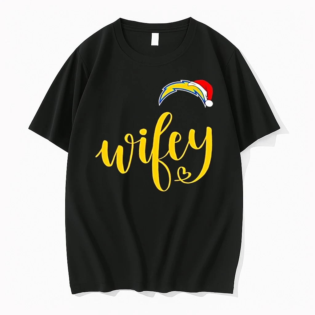 Wifey Los Angeles Chargers Santa Hat Merry Christmas Shirts