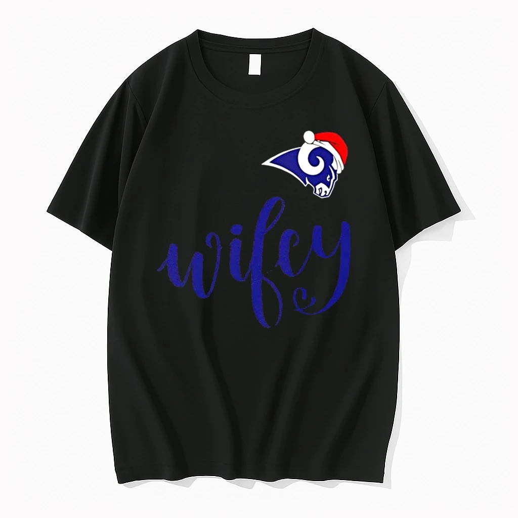 Wifey Los Angeles Rams Santa Hat Merry Christmas Shirts