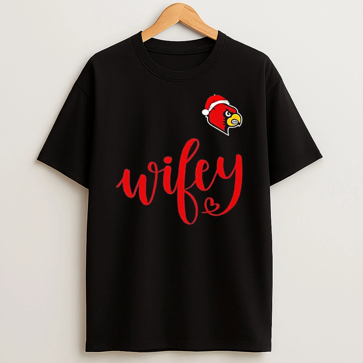 Wifey Louisville Cardinals Santa Hat Merry Christmas Shirts