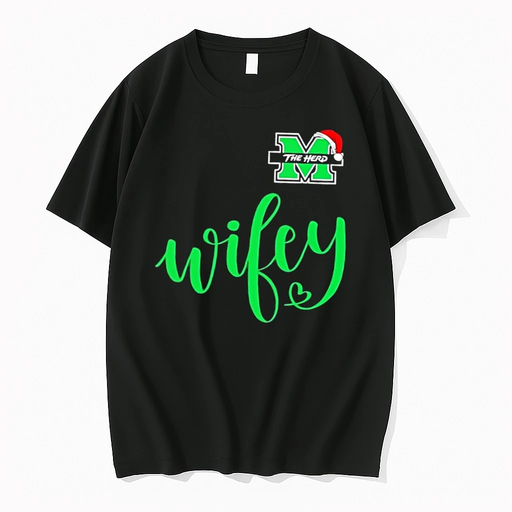 Wifey Marshall Thundering Herd Santa Hat Merry Christmas Shirts