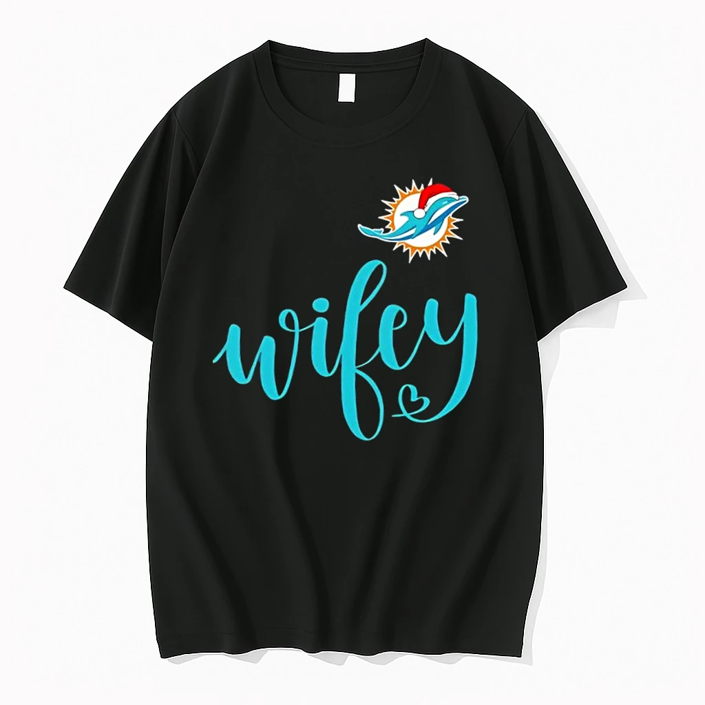Wifey Miami Dolphins Santa Hat Merry Christmas Shirts