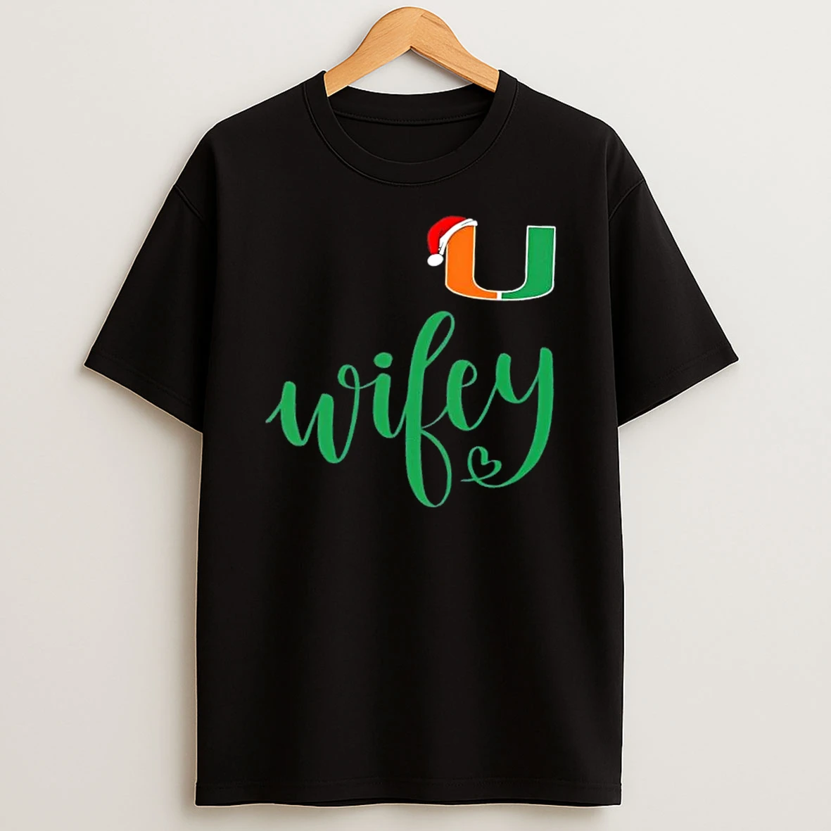Wifey Miami Hurricanes Santa Hat Merry Christmas Shirts