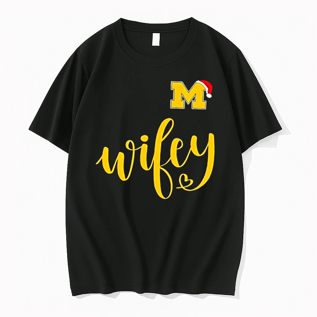 Wifey Michigan Wolverines Santa Hat Merry Christmas Shirts