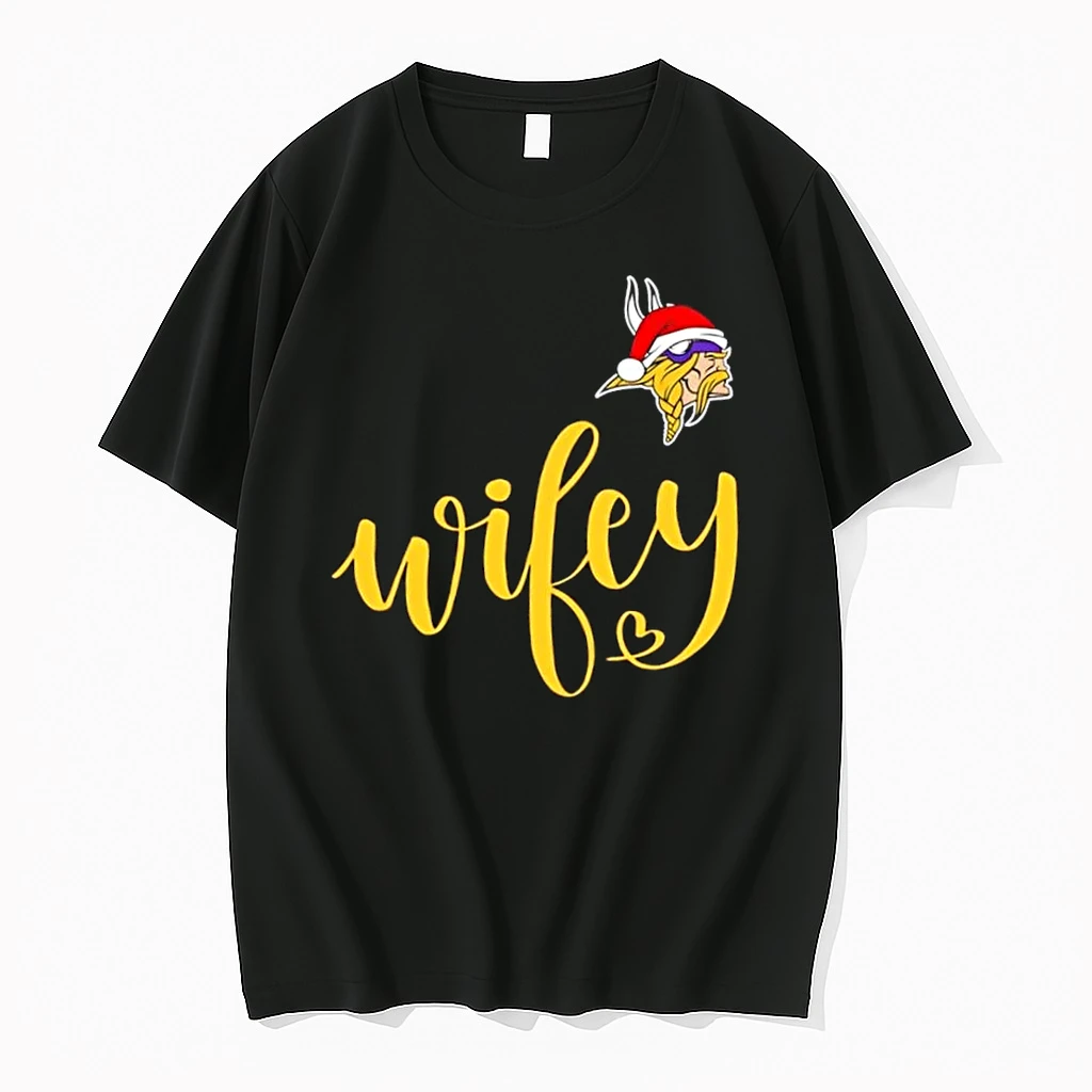 Wifey Minnesota Vikings Santa Hat Merry Christmas Shirts