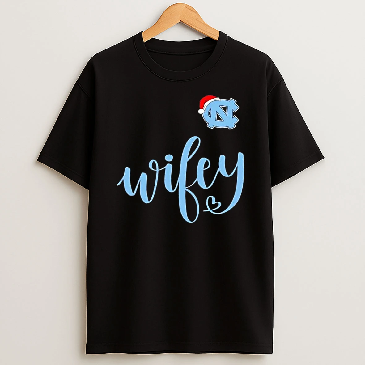 Wifey North Carolina Tar Heels Santa Hat Merry Christmas Shirts