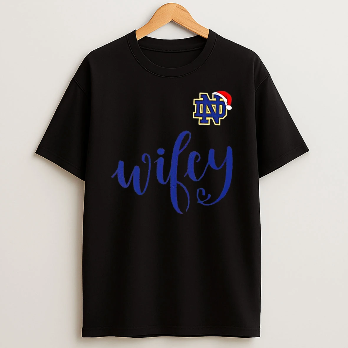 Wifey Notre Dame Fighting Irish Santa Hat Merry Christmas Shirts