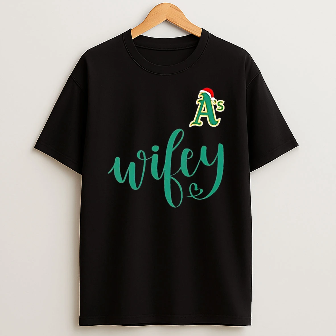 Wifey Oakland Athletics Santa Hat Merry Christmas Shirts