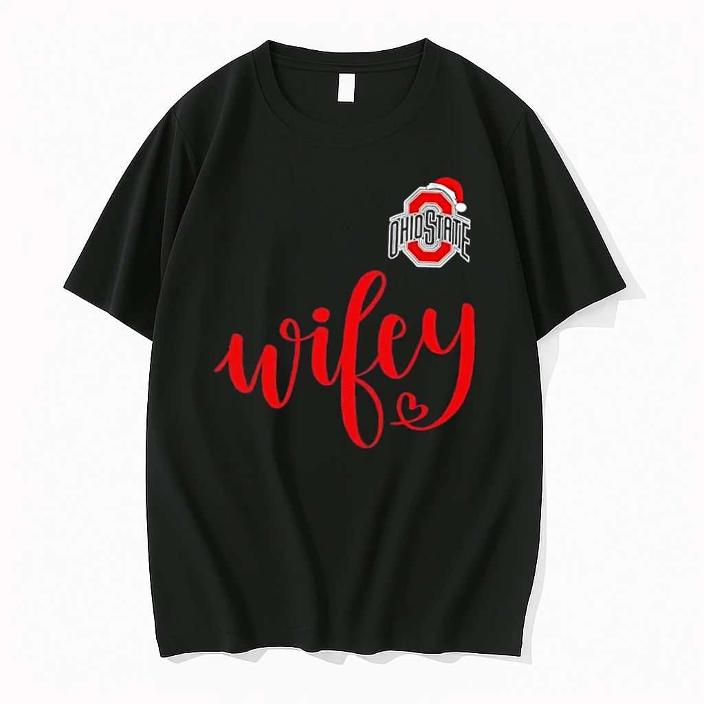 Wifey Ohio State Buckeyes Santa Hat Merry Christmas Shirts