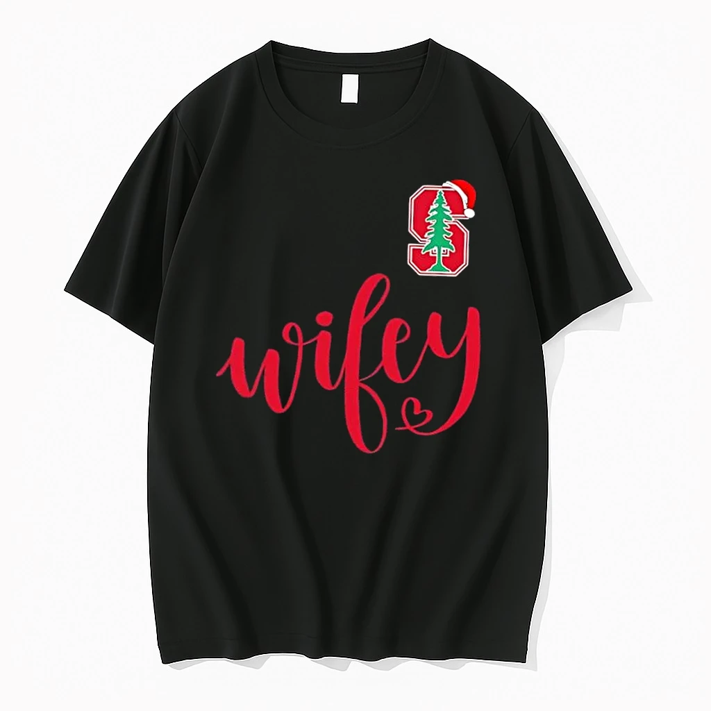 Wifey Stanford Cardinal Santa Hat Merry Christmas Shirts