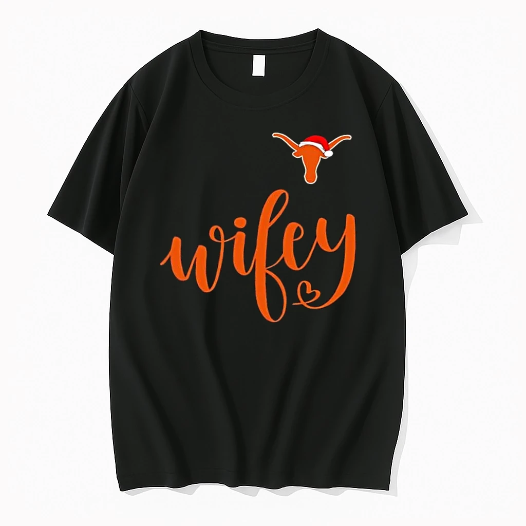 Wifey Texas Longhorns Santa Hat Merry Christmas Shirts