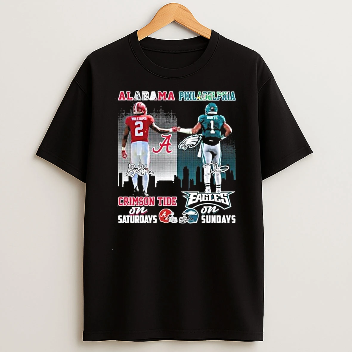 Williams And Hurts Alabama Crimson Tide On Saturdays Philadelphia Eagles On Sundays Shirts