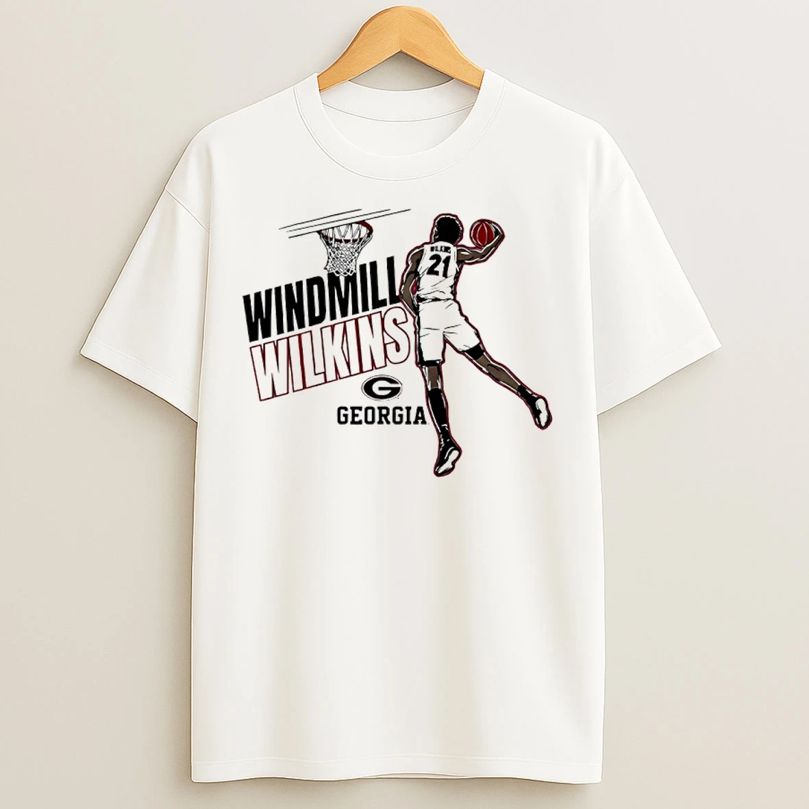 Windmill Jake Wilkins Georgia Bulldogs Basketball T Shirts