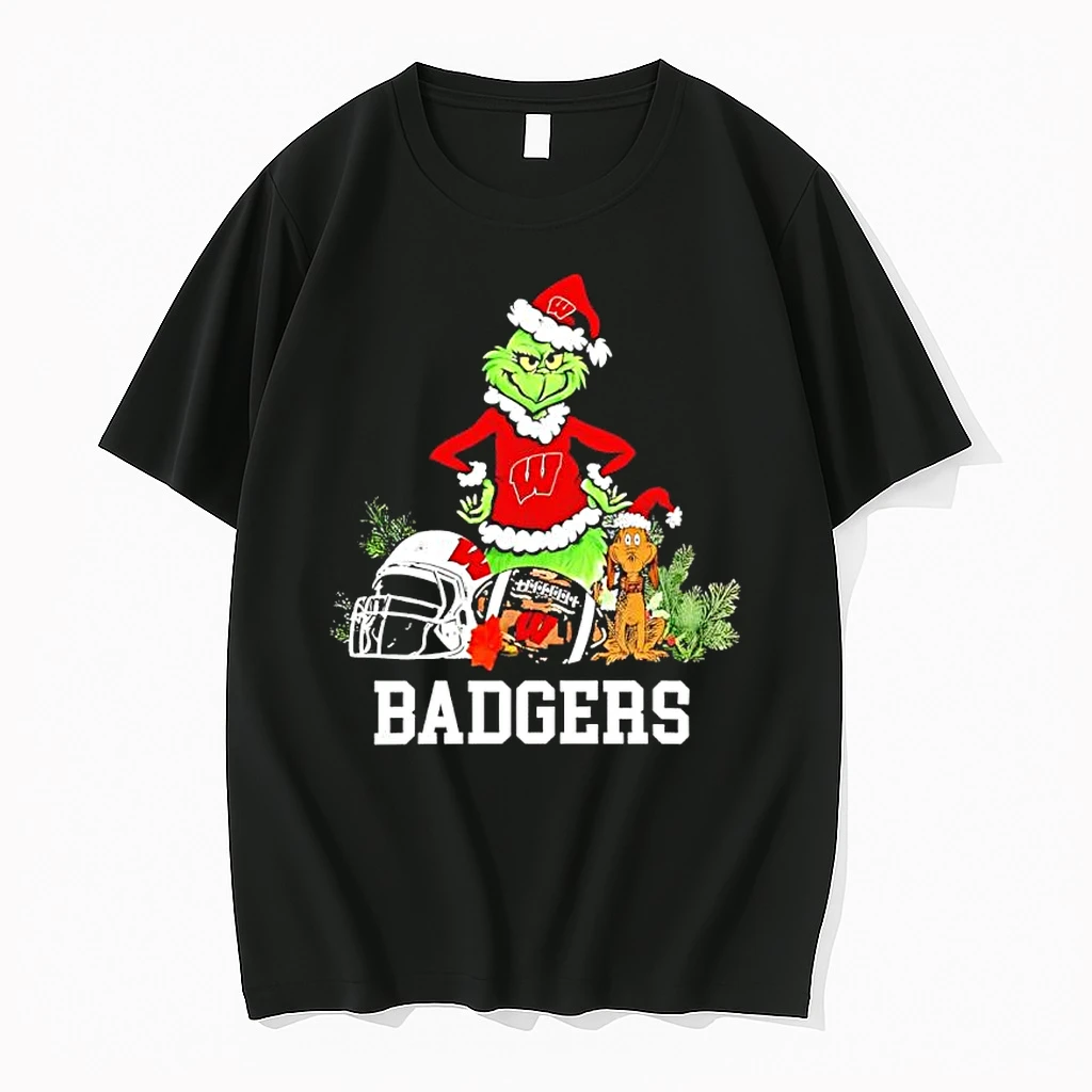 Wisconsin Badgers The Grinch And Max Helmet Christmas 2025 Shirts