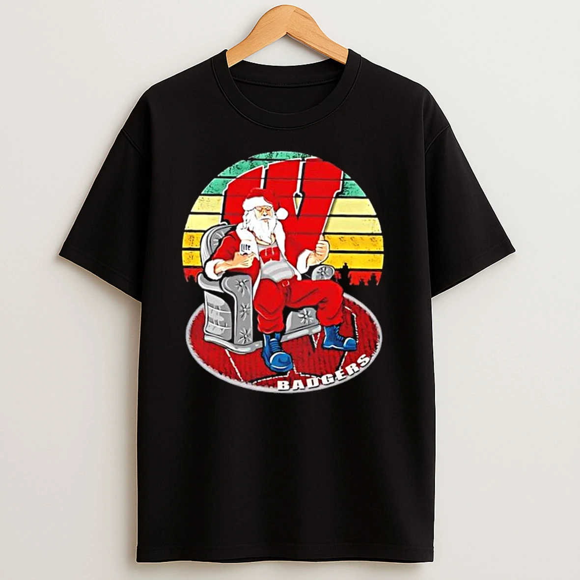 Wisconsin Badgers X Santa Claus Christmas Vintage T Shirts