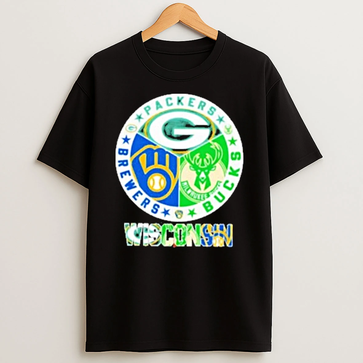 Wisconsin Teams Green Bay Packers X Milwaukee Bucks X Milwaukee Brewers Shirts