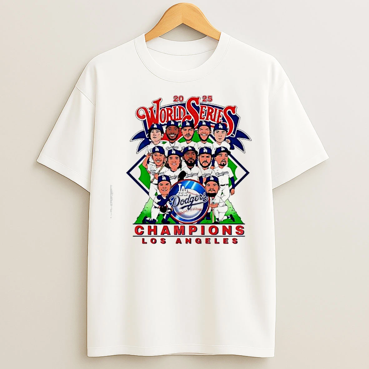 World Series Champs 20256 Los Angeles Dodgers Players Cartoon Caricatures T Shirts