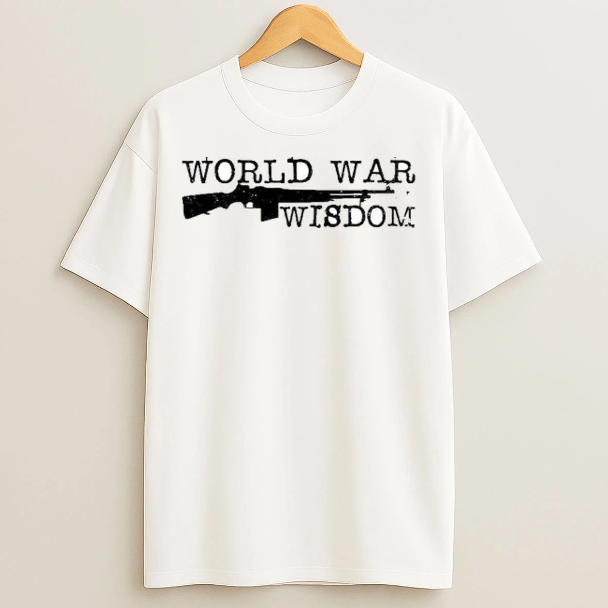 World War Wisdom Rifle Logo Circle White T Shirts