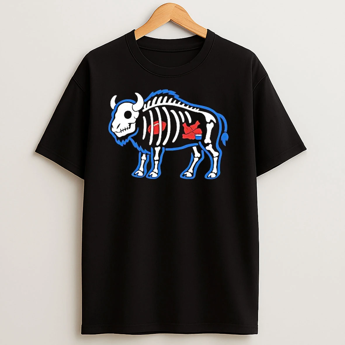 X Ray Buffalo Skeleton With Football And Food T Shirts