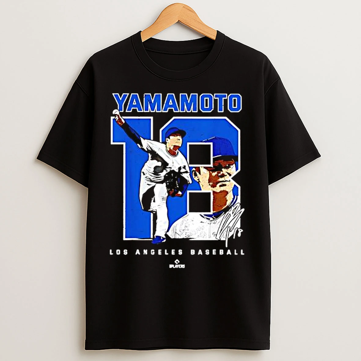 Yoshinobu Yamamoto Caricature Baseball Fan Signature Los Angeles T Shirts