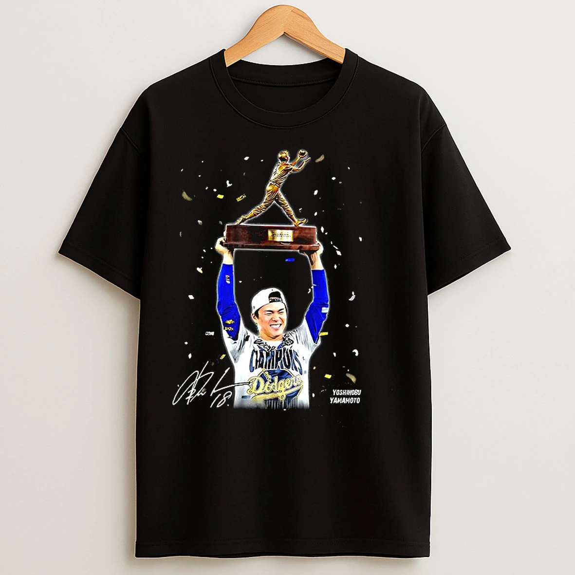 Yoshinobu Yamamoto Los Angeles Dodgers World Series 2025 Mvp Trophy Signature T Shirts