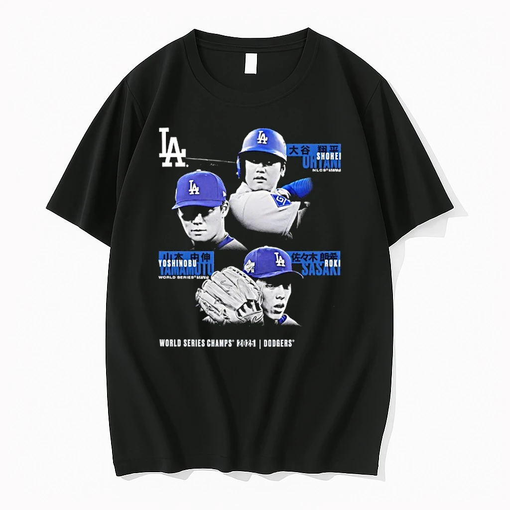 Yoshinobu Yamamoto Shohei Ohtani And Roki Sasaki Los Angeles Dodgers 2025 World Series Champions Historic Performances Shirts