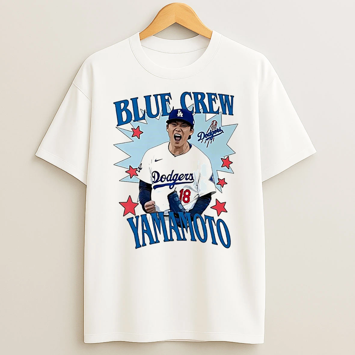 Yoshinobu Yamamoto Scream Blue Crew Dodgers Shirts