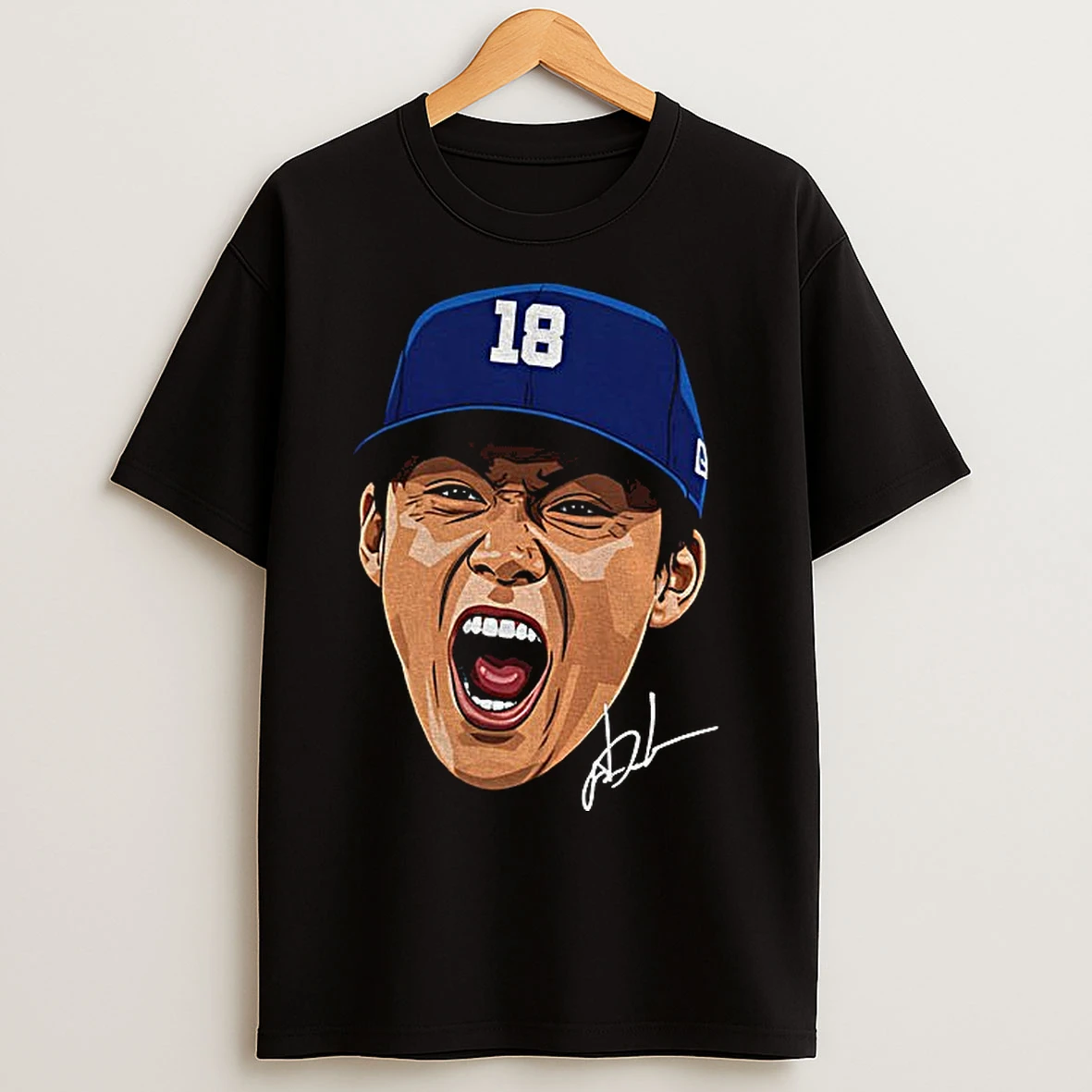 Yoshinobu Yamamoto Screaming Big Face Los Angeles Dodgers Mvp Baseball World Series 2025 Signature T Shirts