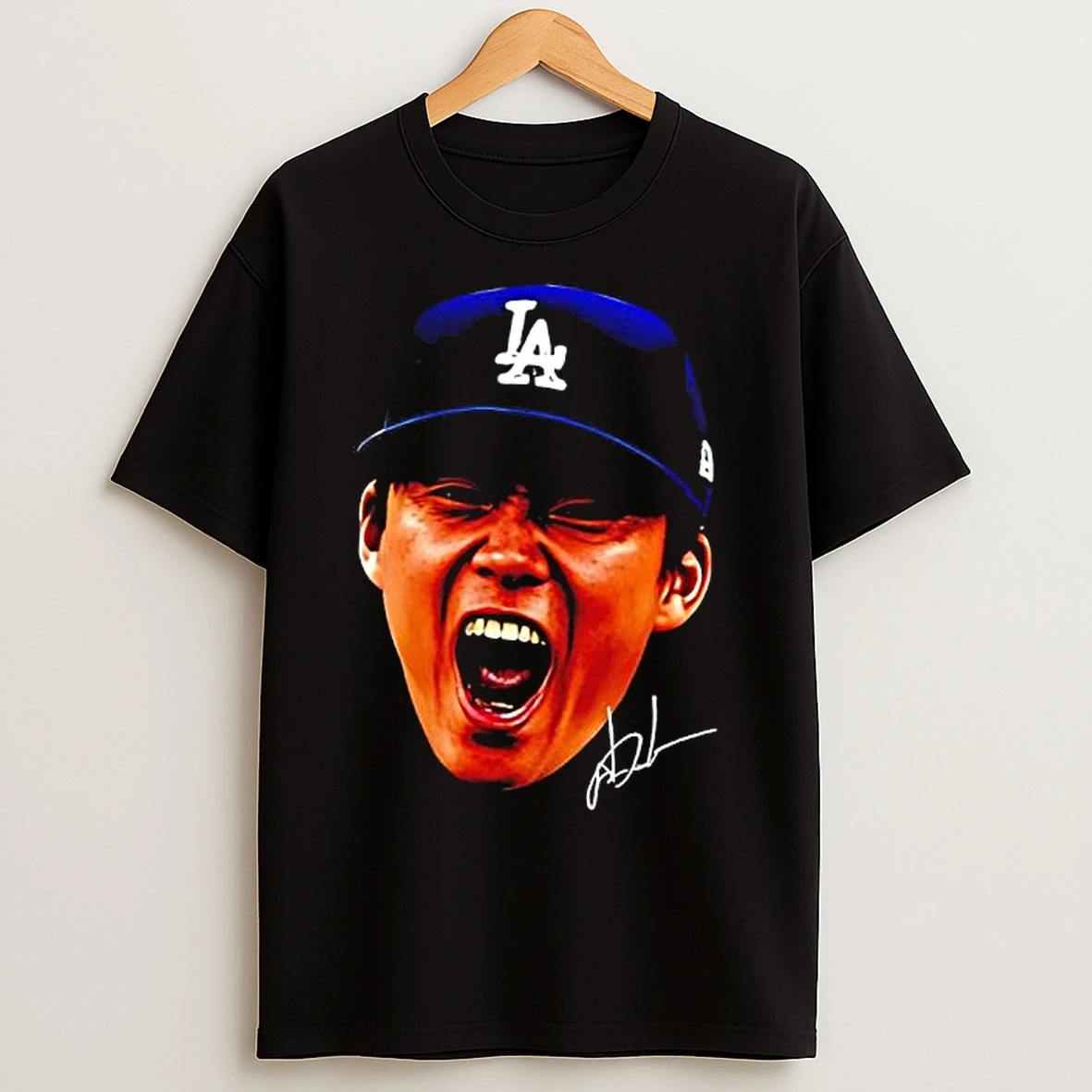 Yoshinobu Yamamoto The Los Angeles Dodgers Face Signature T Shirts