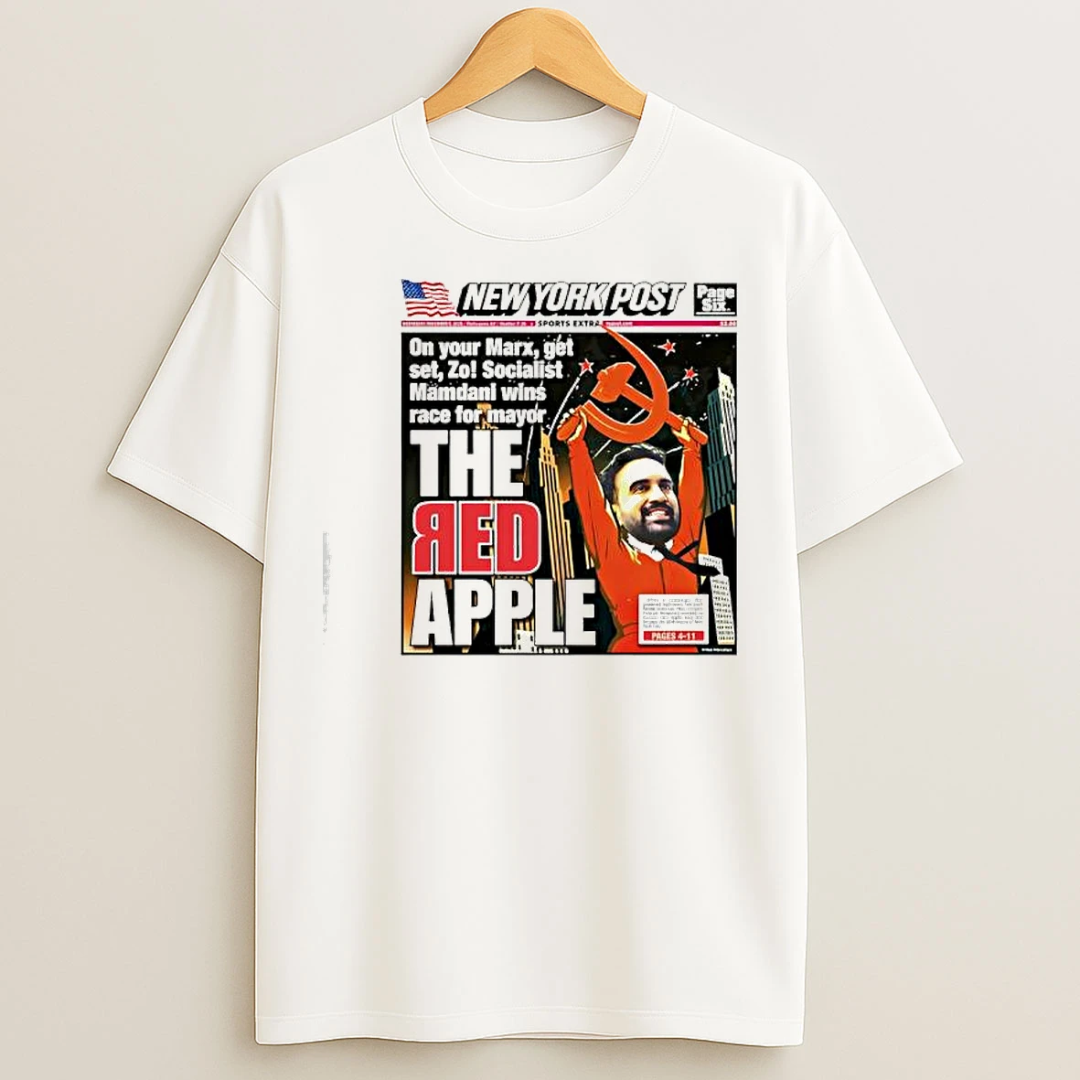 Zohran Mamdani The Red Apple New York Post T Shirts