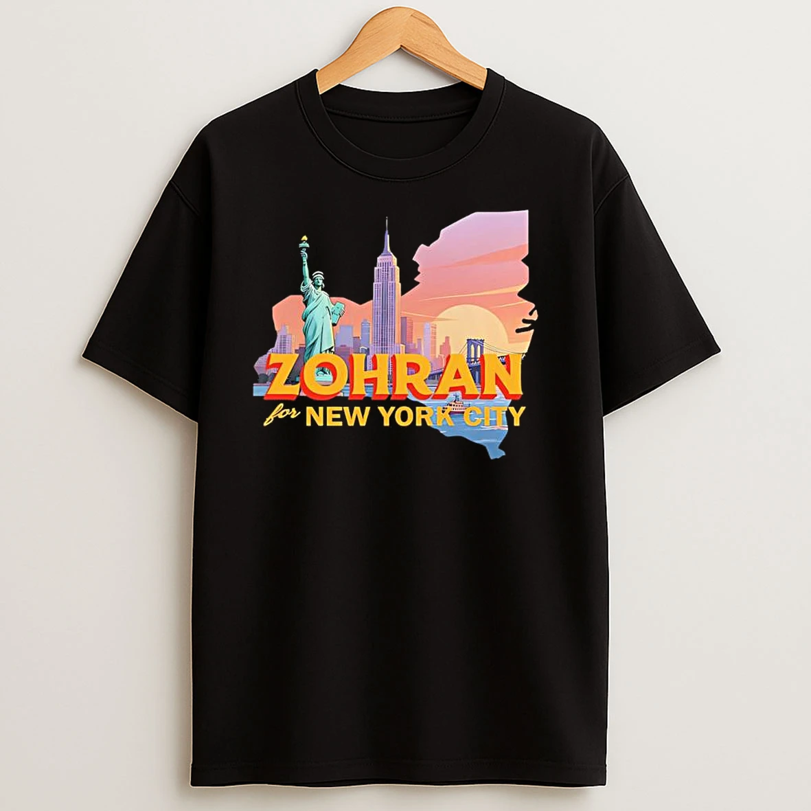 Zohran Mamdani For New York City Skyline Retro Vibe T Shirts