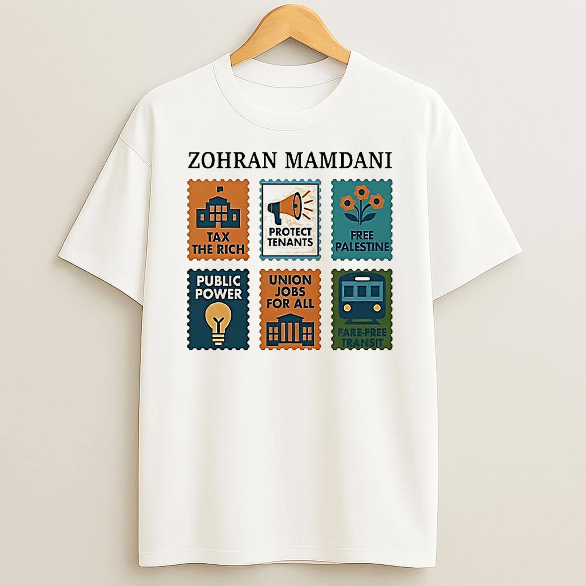 Zohran Mamdani Tax The Rich Postage Stamps Shirts