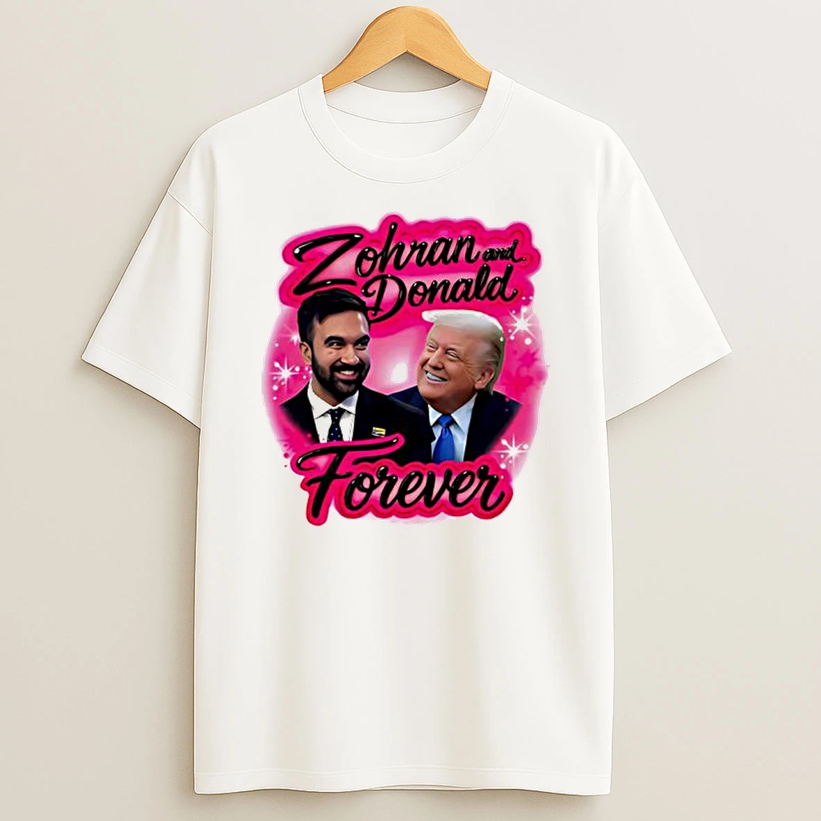 Zohran And Donald Airbrush Forever Graphic Funny Joke Shirts
