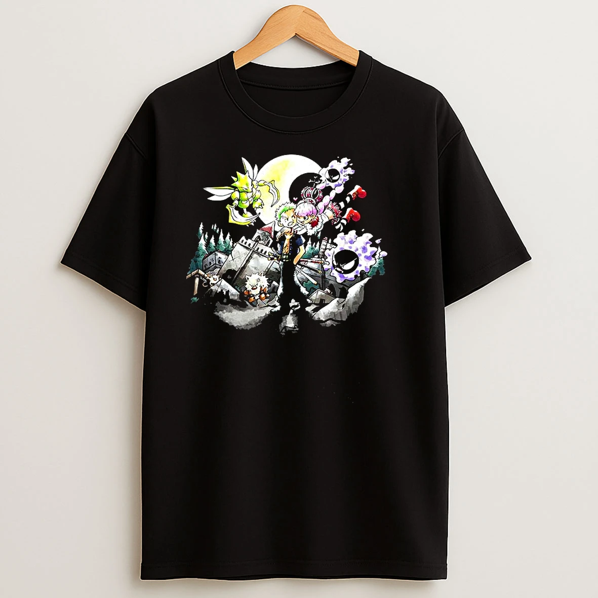 Zoro And Perona One Piece X Scyther Gastly Pokemon Anime T Shirts
