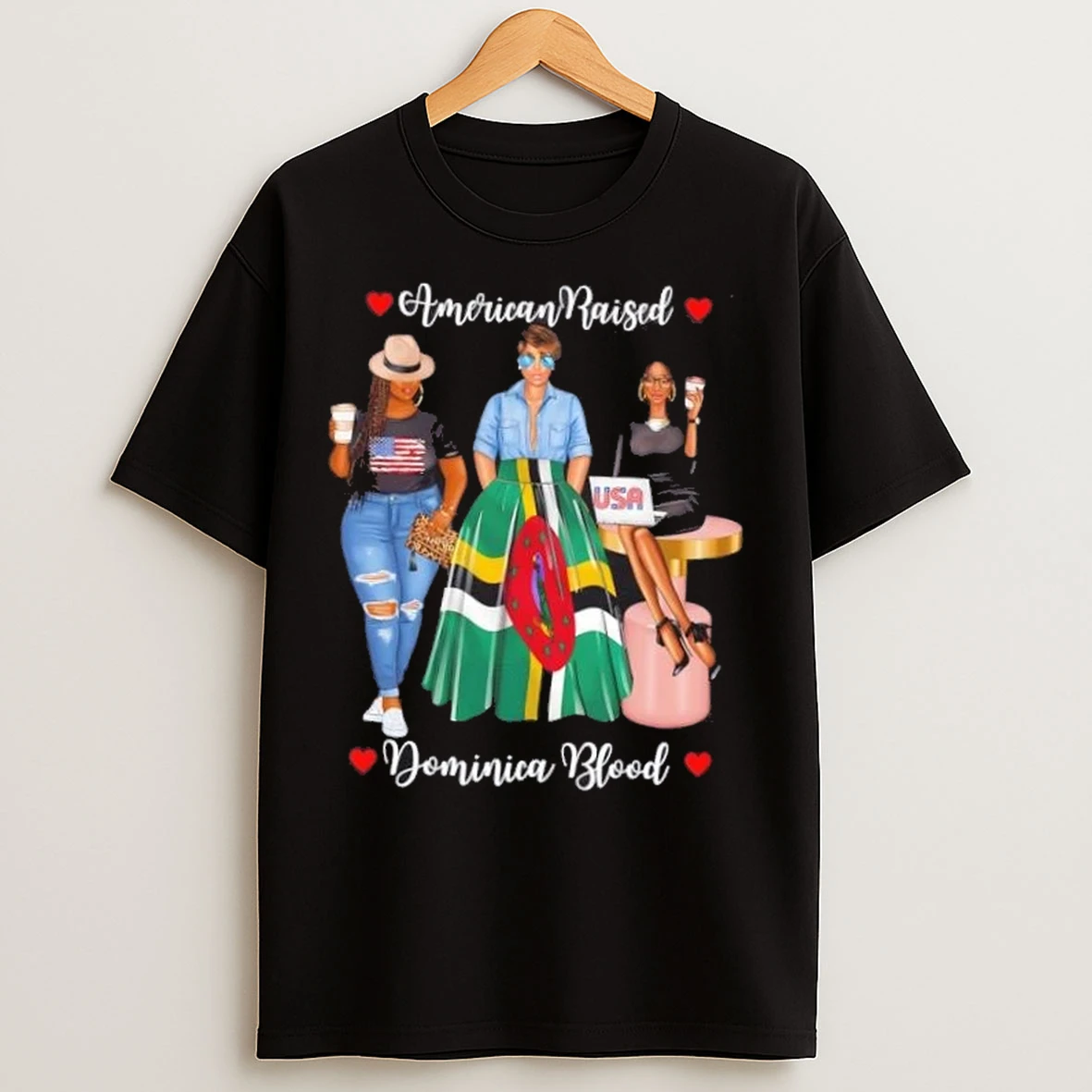 Merican Raised Half Dominican Born In Dominica Roots Gift T Shirts