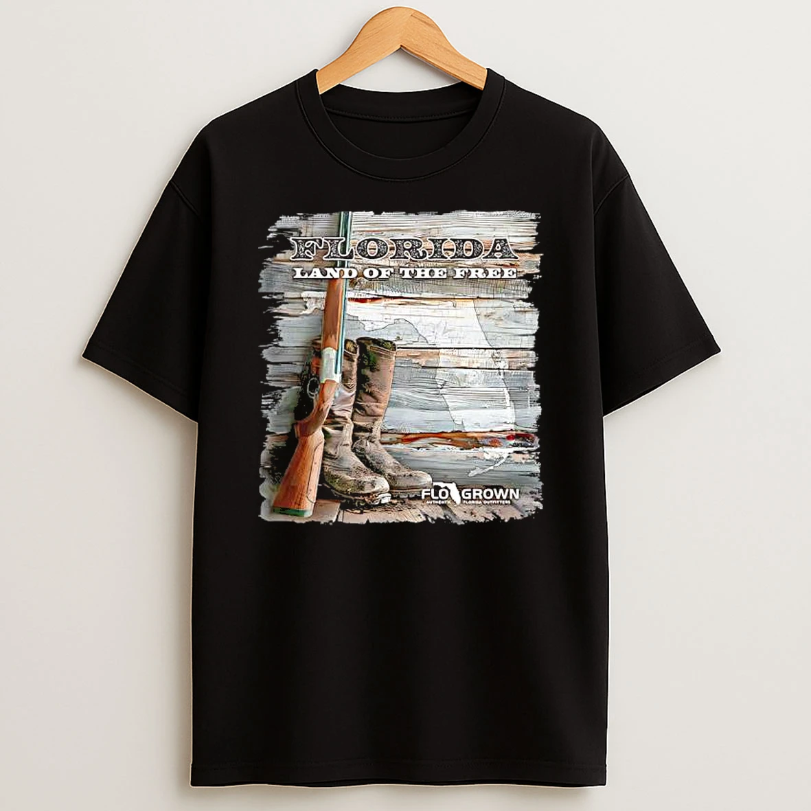Shotgun And Worn Out Boots Floria Land Of The Free Flo Grown Authentic Florida Vintage Shirts