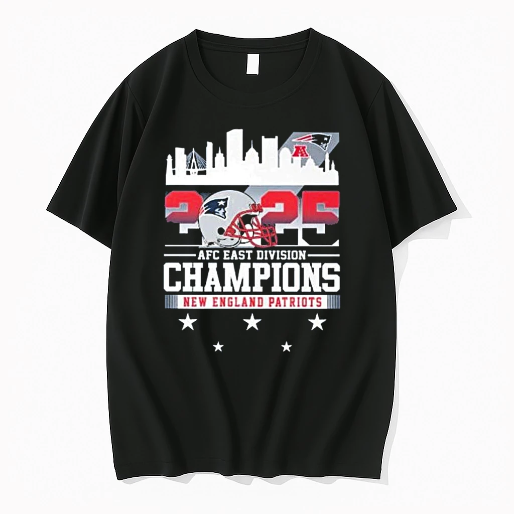 2025 Afc East Division Champions New England Patriots Skyline Shirts