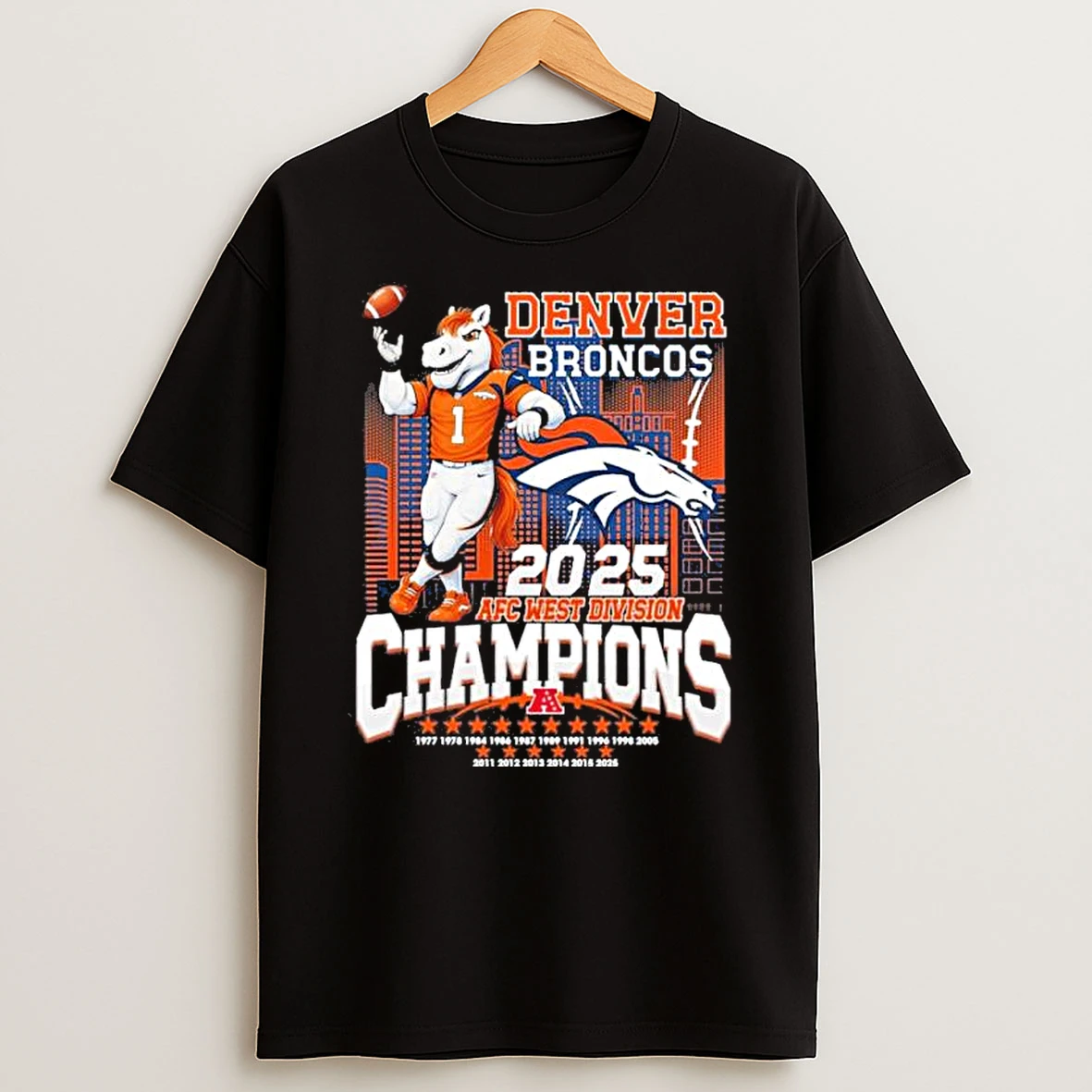 2025 Afc West Division Champions Denver Broncos Mascot Shirts