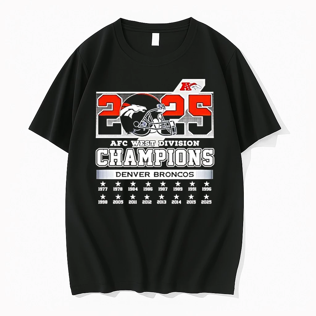 2025 Afc West Division Champions Denver Broncos Helmet Shirts