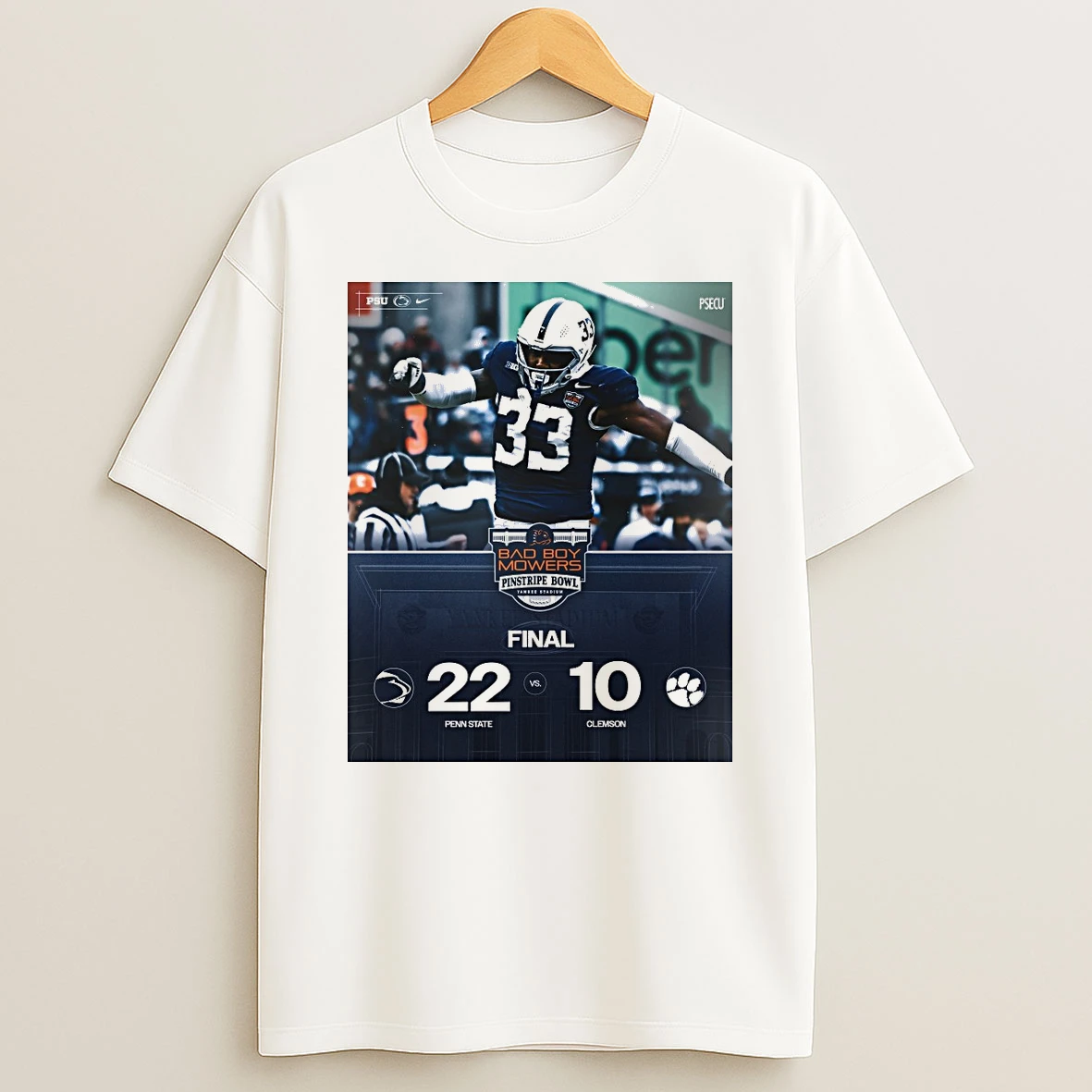 2025 Bad Boy Mowers Pinstripe Bowl Penn State Nittany Lions Defeated Clemson Tigers Final Score 22 10 At Yankee Stadium Shirts