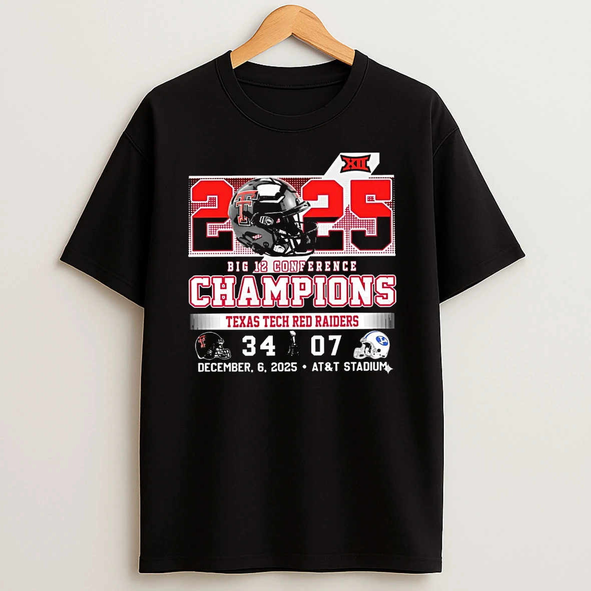 2025 Big 12 Conference Champions Texas Tech Red Raiders 34 07 Byu Cougars Dec 6 Att Stadium Shirts