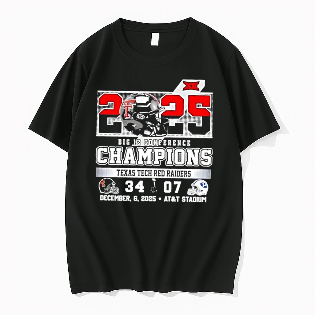 2025 Big 12 Conference Champions Texas Tech Red Raiders Att Stadium Football Helmets Shirts