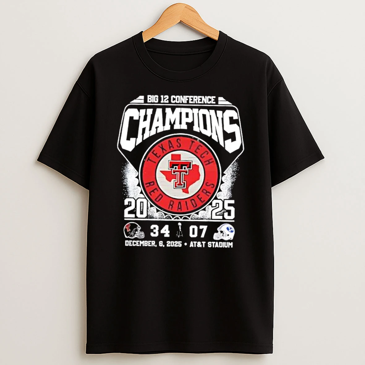 2025 Big 12 Conference Champions Texas Tech Red Raiders Vs Byu Cougars Att Stadium Shirts