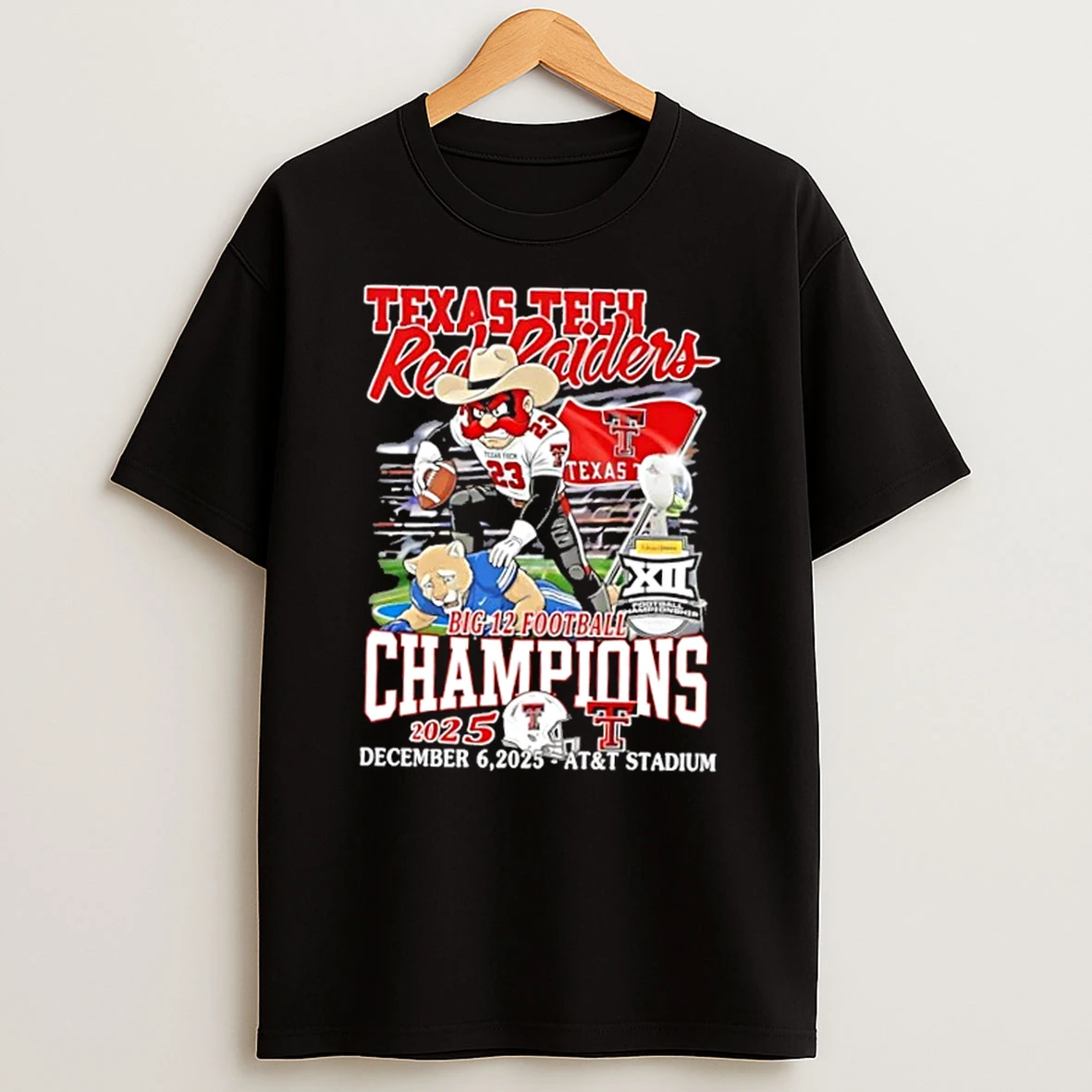 2025 Big 12 Football Champions Texas Tech Red Raiders December 6 Att Stadium Shirts