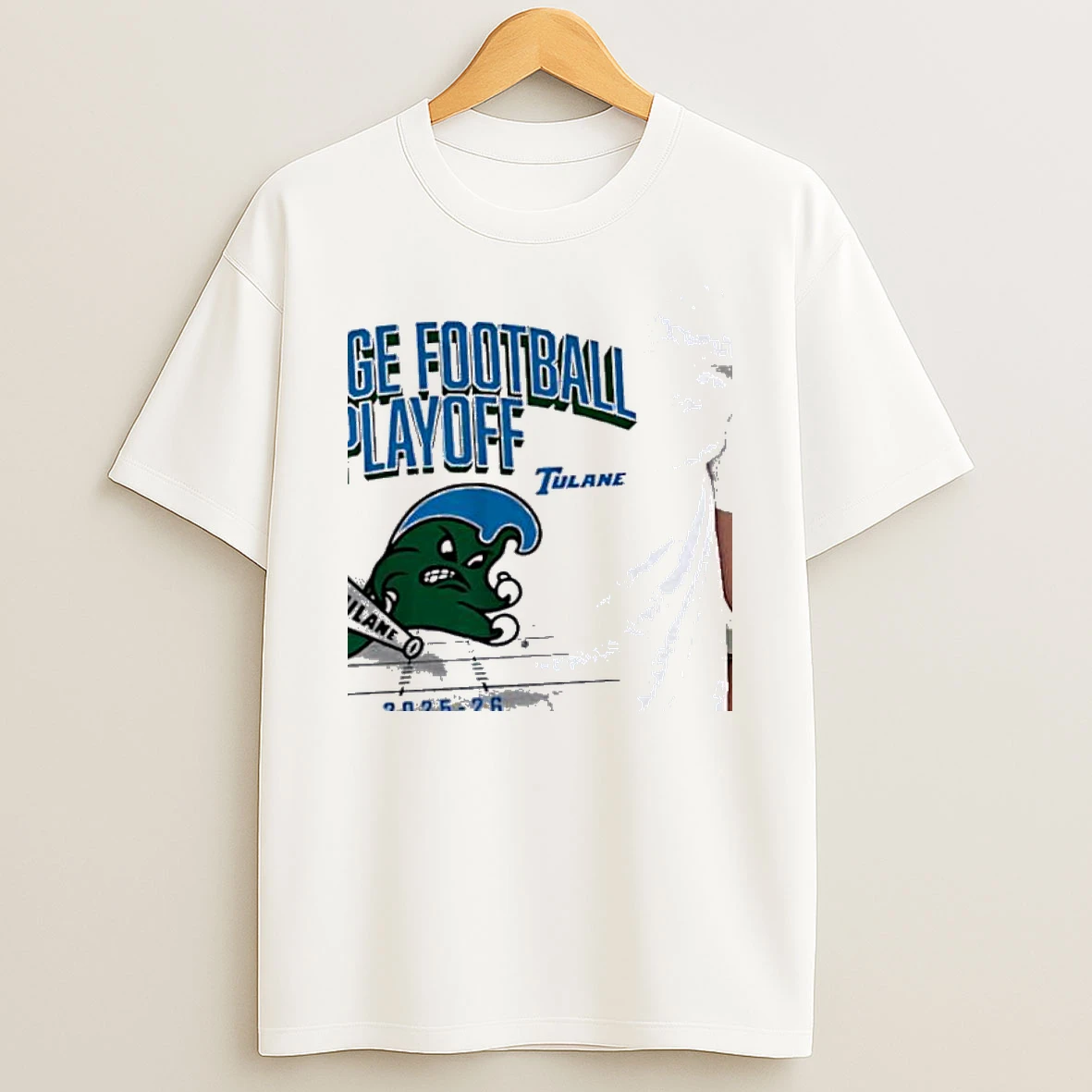 2025 Cfp Mascot Tulane Football White Shirts