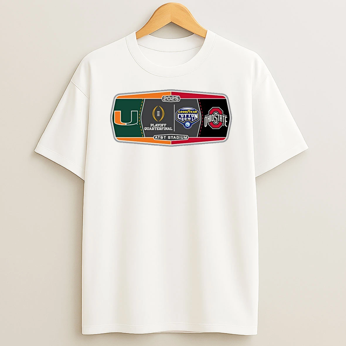 2025 College Football Playoff Quarterfinal Goodyear Cotton Bowl Classic Miami Hurricanes Vs Ohio State Buckeyes At Att Stadium In Arlington Texas December 31 2025 Shirts