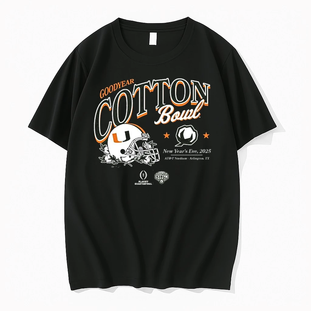 2025 Cotton Bowl Miami Canes Helmet Bound Shirts